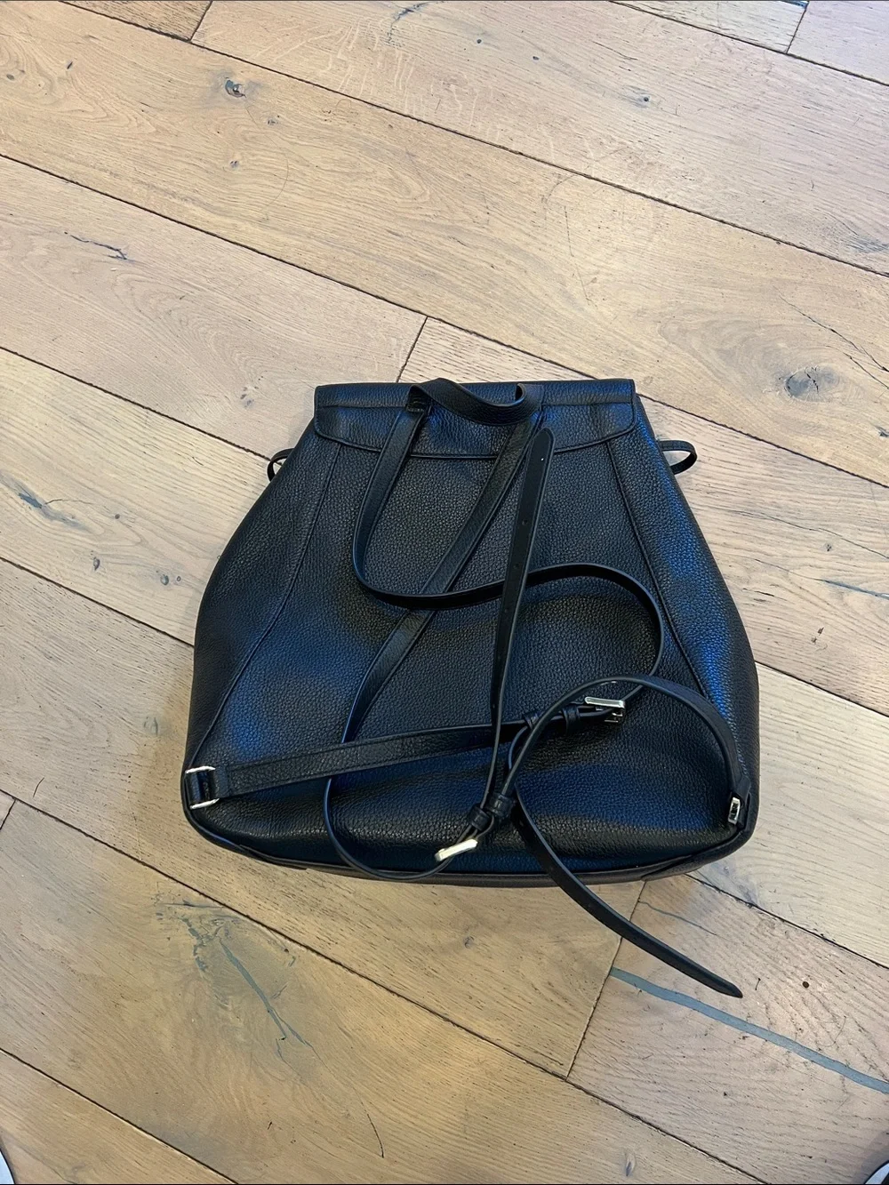 kate spade Black Pebbled Leather Drawstring Backpack